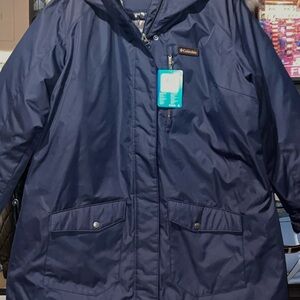 NWT! COLUMBIA SUTTLE MOUNTAIN LONG NAVY BLUE INSULATED JACKET WOMENS 1X